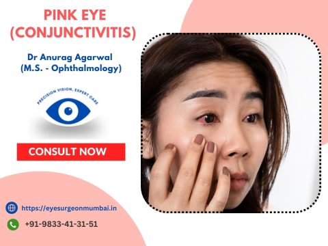 A lady suffering with Pink Eye (Conjunctivitis) searching for Eye Specialist in Mumbai